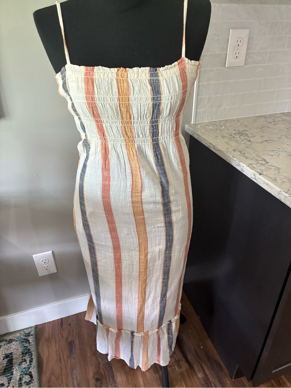 Pacsun O’Neill Womens S White Striped Lightweight Dress Smock Top Cotton Neutral
